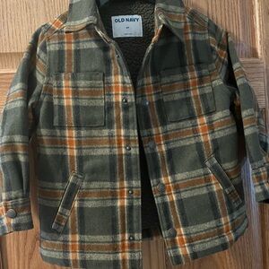 Old Navy Kids Plaid Jacket - Olive and Rust